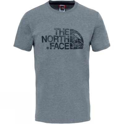 Playeras The North Face Manga Corta Woodcut Dome Hombre - Gris - Chile ZXV892134